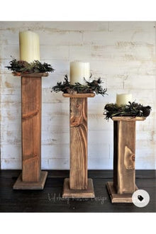 SODEF Set of 3 Large Wooden Candle Holders/Vases/Planter Stands 23.6x27.6x31.5 inches Beige Wood refined Decorative Pedestal for Home Office - Walnut