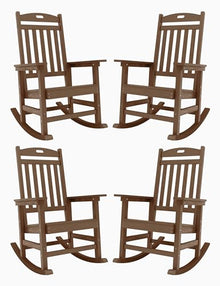 YEFU Outdoor Rocking Chair Set of 4 High Back Poly Teak