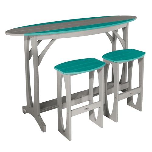 Bahia Verde Shoreline 3-Piece Bar Height Balcony Set Cove Gray with Seaglass Blue