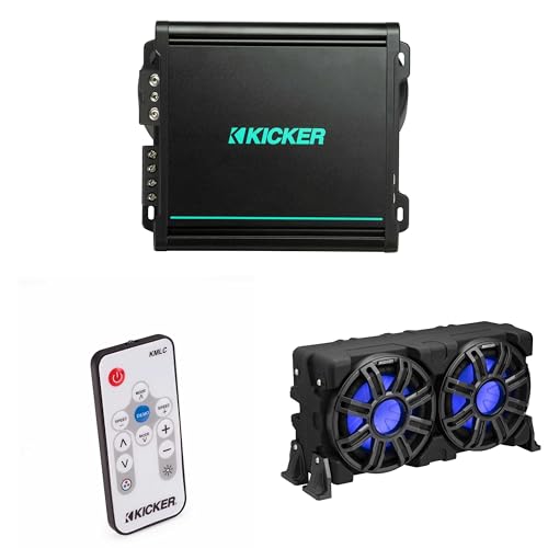 KICKER 10-Inch Loaded Marine Sub Enclosure with Passive Radiator & 48KMA8001 Marine Amp Bundle