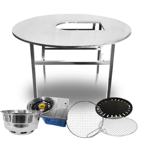 43.5" X 30" Korean BBQ Grill Foldable Outdoor Large Table All-In-One Set (Gas + Charcoal)