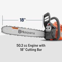 Husqvarna 445 Gas Chainsaw, 50-cc 2.8-HP, 2-Cycle X-Torq Engine, 18 Inch Chainsaw with Automatic Oiler, For Wood Cutting and Tree Trimming