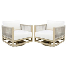 Christopher Knight Home Carlis Outdoor Acacia Wood Swivel Club Chair Set of 2 with Removable Cushion, 360° Rotating Patio Armchair for Garden, 360° Swivel Accent Chair, Light Teak+Cream