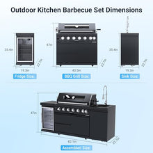 Chery Industrial 82 Inch 6-Burner 85,000 BTU 304 Stainless Steel Propane Gas Grill with Sink, Refrigerator & Rotisserie For Backyard BBQ(Grill 1 + Sink + Refrigerator-B)