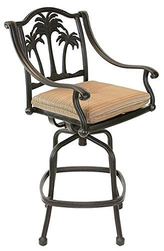 Patio Land Palm Tree Outdoor Patio Set 4pc Swivel Barstools 30" H Dark Bronze