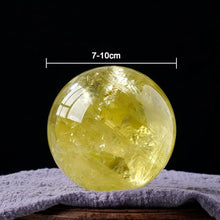FOTCFATEV Yellow Quartz Crystal Sphere Gemstone Ball Divnation Feng Shui with Wooden Stand Sculpture Figurine for Home Office Decoration,100mm