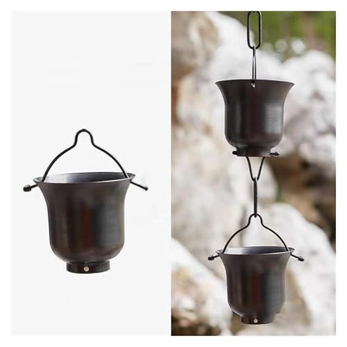 WKNHHL Rain Chain, T2 Copper for Gutters, Roof Rain Catcher/Diverter, Unique Metal Link for Villa Temples,2.4m/8ft