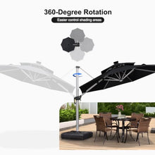 OROTLECT 120'' Double Top Solar Powered LED Lighted Round Cantilever Umbrella With Base,Gray