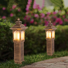 KADELONG Bronze Outdoor Yard Lamps Glass Shade Waterproof Lawn Lights - Garden Exterior Path Lights Deck Patio Porch Driveway Walkway V-intage Floor Mount Lighting Fixture,Chandelier Lighting