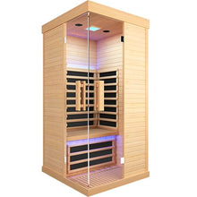 ToTibuy Indoor Far Infrared Sauna Canadian Hemlock Single Person Spa Wood Color