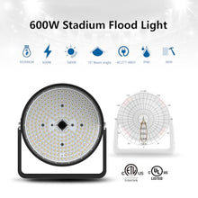 Xapolu 600W LED Stadium Light Outdoor 93000Lum (2500W Metal Halide Eqv.), 155Lm/W Dimmable 277-480V with 15°Beam Angle IP66 10KV Surge High Mast Flood Light for Sport Ballpark, ETL Listed
