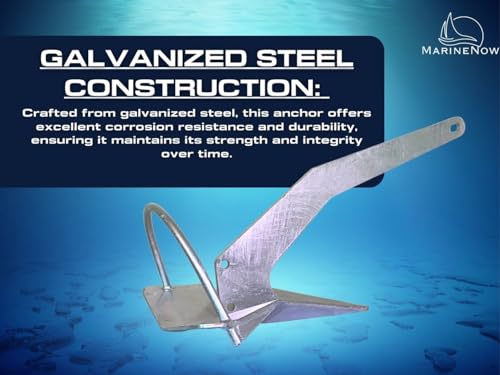 MarineNow Galvanized Shovel Scoop Style Anchor with Roll Bar Silver 55 kg