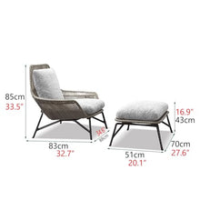 KPHYMOD 2 Piece Outdoor Furniture Patio Sofa Set, Outdoor Chairs with Foot Stool and Cushion, for Garden Pool Backyard Yard Porch(Color:Black)