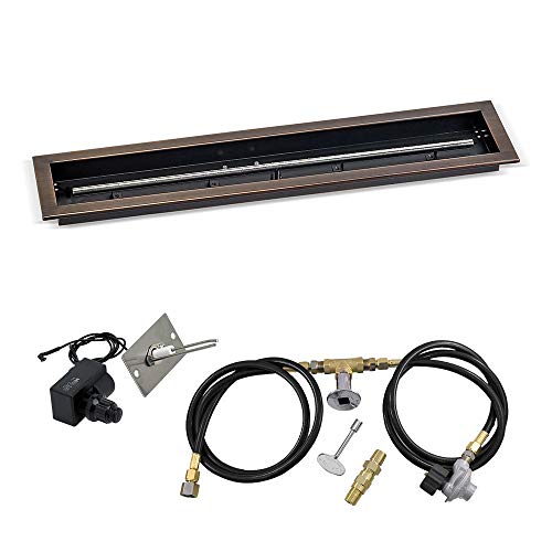 36"x 6" Linear Channel Oil Rubbed Bronze Drop-in Pan with Spark Ignition Kit - Propane