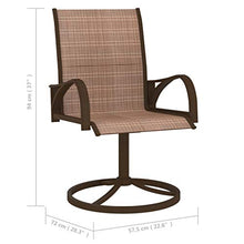 Set of 2 Brown Patio Swivel Chairs with Textilene Sling, Powder-Coated Steel Frame, 360-Degree Swivel Base, Ergonomic Back Support and Curved Arms for Outdoor Garden Lounge