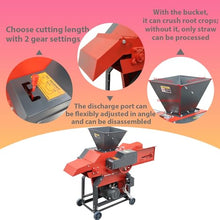 THUXEON 6-Blade Grass Cutting and Silk Kneading Machine, 220V Hay Cutter Kneader Grinder with Conveyor, Automatic Feed, 2.2KW Crushing Corn Peanuts Straw Wheat, 500-1000kg/h