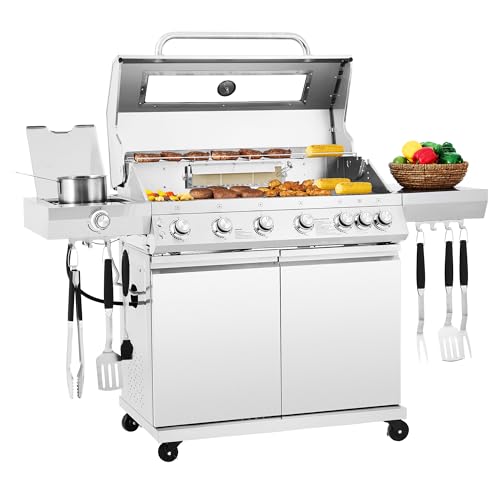 Grills House GEA6001S Deluxe Stainless Steel 6-Burner Gas Grill Silver