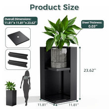 Trygoal Metal Tall Planters Box Set of 6-24 Modern Tall Square Planter for Outdoor Plants with Removable Insert Shelf, Heavy Duty Outdoor Planter Box for Porch/Door Decor Indoor Patio Office, Black
