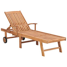 LPERTGFHU Set of 2 Outdoor Sun Loungers, Solid Teak Wood Patio Chaise Lounge with Royal Blue Cushions, Adjustable Recliner Chair with Wheels for Garden Poolside