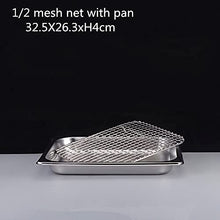 Mesh Net BBQ Net Stainless Steel Basin Oil Rack Filter Rectangular Plate Frying Basket Baking Shaker Tub Strainer Tray (Size : 1-2 mesh and pan H4cm) (1)