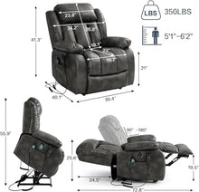 UOPYNE Comfort Massage Heat Recliner Chair, Lazy Boy Style Recliner Sofa with Cup Holders for Living Room, Leather Electric Power Lift Relaxation Seating, Gray