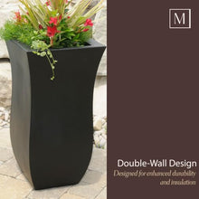 Mayne Vescott 30in Tall Square Planter, Black, 2-Pack