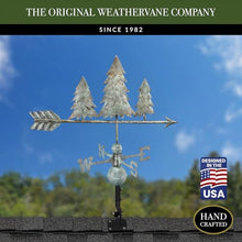 Good Directions Patina Copper Pine Trees Weathervane – Decorative Rooftop Accent for Barns, Homes, Sheds, and Cupolas – Durable & Handcrafted