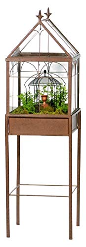 H Potter Freestanding Glass Wardian Case Plant Stand, Large Terrarium