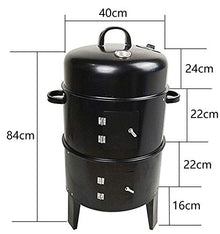 AFPSDLFJDLS Metal 3 in 1 BBQ Grill Roaster Smoker Steamer Barbecue Portable Outdoor Camping Charcoal Stove Cooking Tools Accessories