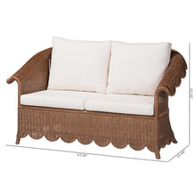 bali & pari Detta Natural Rattan Loveseat with Cushion - Handwoven Wicker Settee