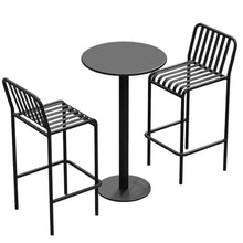 Bar Stool Round Metal Bar Table Set with 2 Vertical Slat Back Stools, Outdoor Counter Height Table Height 105cm/41inch for Small Places, Dining Room, Living Room, Cafe