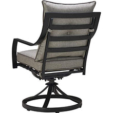 Hanover Lavallette 7-Piece Modern Outdoor Dining Set with Umbrella, 2 Swivel Rockers & 4 Chairs, Silver