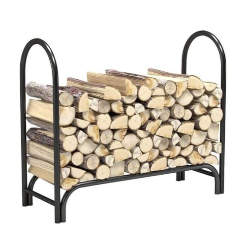 EliteBloom Iron Firewood Rack - Indoor & Outdoor Wood Frame, Heavy Duty Fireplace Storage, Waterproof