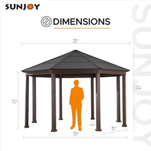 Sunjoy 15x15 ft. Octagon Hardtop Gazebo with Black Aluminum Roof Brown