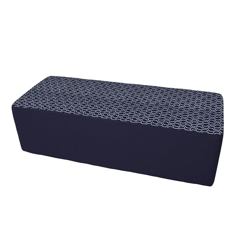FDP 24" x 60" Rectangle Oversized Outdoor Ottoman Featuring Sunbrella Two-Tone - Weather-Resistant, Fade-Resistant, Assembled Patio Furniture for Backyard, Poolside Seating, 18" H - Indigo/Haze