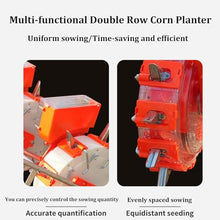 Large Double Wheel Corn Planter, Soybean Hand Seed Spreader, Adjustable Plant Spacing/Depth, Row Spacing, Includes 8 Seed Wheels for Planting Peanuts/Corn/Soybeans/Broad Beans/Rice/Wheat(12-Nozzle)
