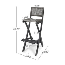 Christopher Knight Home Polaris Outdoor Acacia Wood and Wicker 5 Piece Rectangular Bar Set, 15 "W x 22 "D x 41.75 "H, Dark Gray + Brown