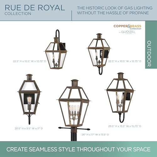Quoizel Rue De Royal Charleston Outdoor Wall Lantern 22.5 Inch 1-Light Industrial Bronze