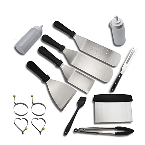 KANDUO Grill Set Combination,Deluxe Grill Set,15 PCS Stainless Steel Griddle Accessories Kit for Outdoor BBQ, Kitchen - Perfect Grill Gifts for Men