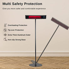 EAST OAK Patio Heater Electric, 1500W Standing Outdoor Heaters for Patio with Nanocrystal Glass-ceramic, Fast Heat Waterproof & Dustproof, Tip-over & Overheat Protection, 3 Heat Settings & 24h Timer