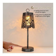 WOAITIANTIAN Desk Lamps Rechargeable Vintage Iron Openwork Table Lamp for Indoor & Outdoor Ambient Lighting