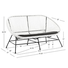 Linon Charleston White Woven Hammock Style Outdoor Loveseat