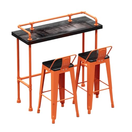 Industrial Bar Table, Modern Wood Height, Dining and Chair Sets, Pub with Sturdy Metal Frame, for Hallway, Bedroom, Living Room, Foyer(B140CM)