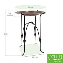 24" Classic Copper Birdbath- Phoebe Stand