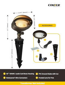 COLOER Brass Landscape Flood Lights 12 Pack with LED G4 Bulb (501B Bronze)