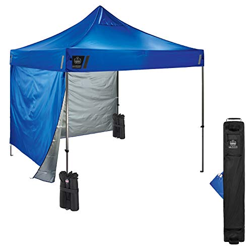 Ergodyne Shax 6051 Pop Up Canopy Kit with Weight Bags & Side Panels 10' x 10' Blue