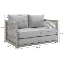 Afuera Living Wicker Patio Loveseat, Gray Finish, Synthetic PE Rattan and Powder-Coated Aluminum Frame, Water and UV-Resistant Cushions, 32" H x 52" W x 32" D Outdoor Furniture for Backyard or