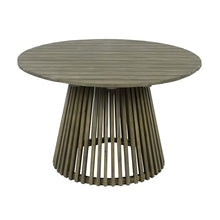 GDFStudio 47.25" Outdoor Round Dining Table,Weather-Resistant Acacia Wood Patio Center Table for Backyard, Lawn, Garden, Balcony, Courtyard, Easy Assembly Rustic Slatted Base Tables, 29.75" H Gray