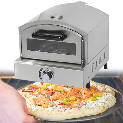 Beachtiful Gas Pizza Oven Countertop Stainless Steel Pizza Maker with 13 Inch Round Pizza Stone Portable Pizza Stove for Party Outdoor Cooking Commercial/Home