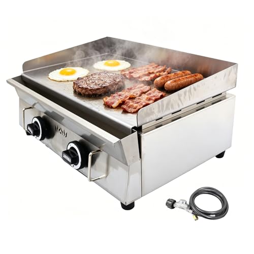 EQCOTWEA Stainless Steel 2800Pa LPG Grill Griddle 122°F-572°F Adjustable